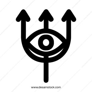 Minimalist Line Art Third Eye Trident Symbol Mystic Element Icon
