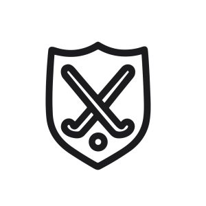 Simple Outline Hockey Emblem with Crossed Sticks and Puck Sport Icon