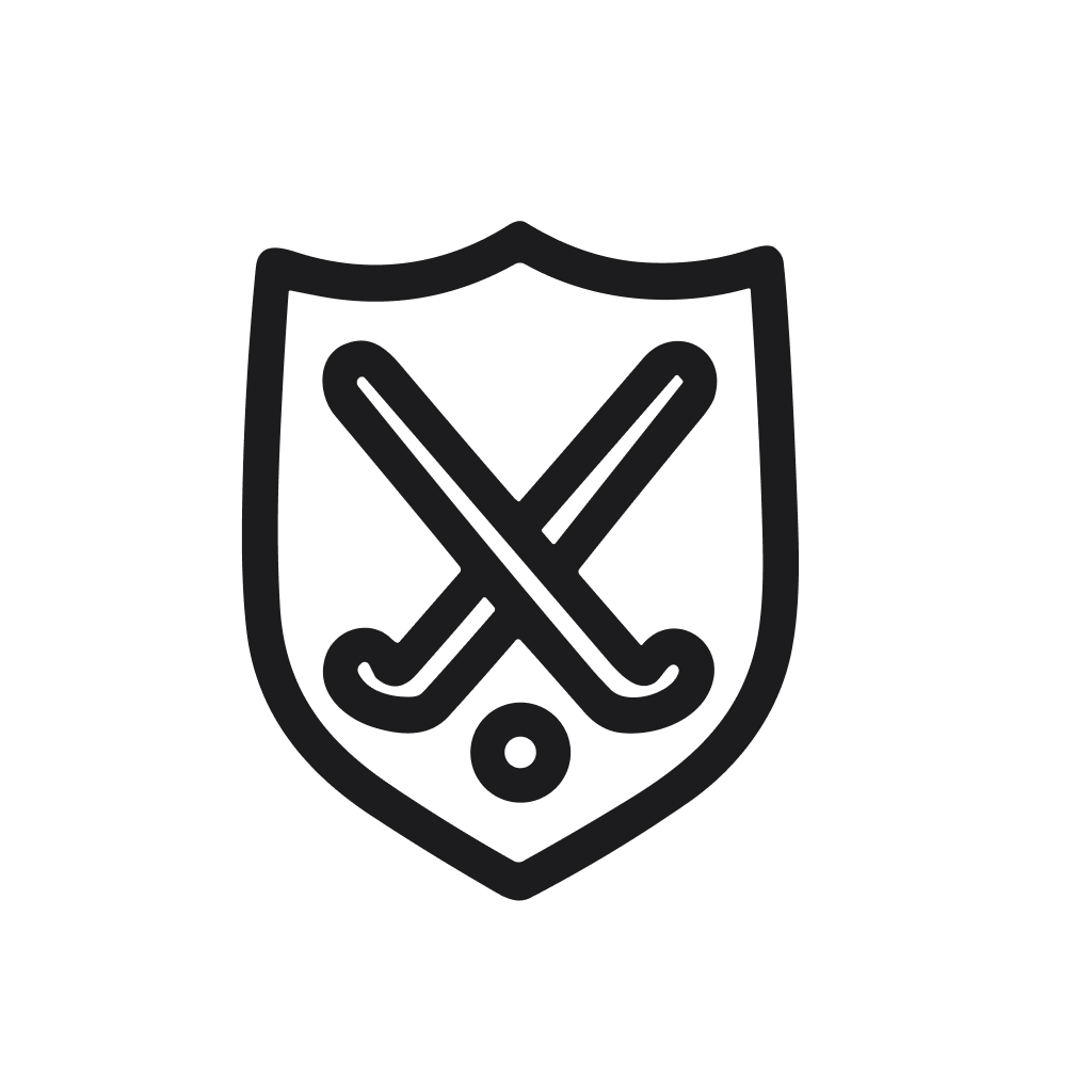 Simple Outline Hockey Emblem with Crossed Sticks and Puck Sport Icon