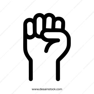 Outline Simple Raised Fist Hand Symbol Icon Shape Sign