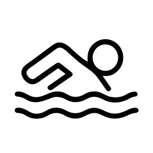 Simple Outline Style Swimmer in Water Line Art Icon Illustration