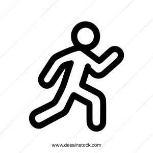 Bold Outline Running Man Symbol Sign Graphics Element Icon