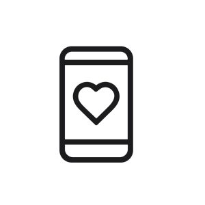 Simple Outline Smartphone with Heart Display UI Design Icon