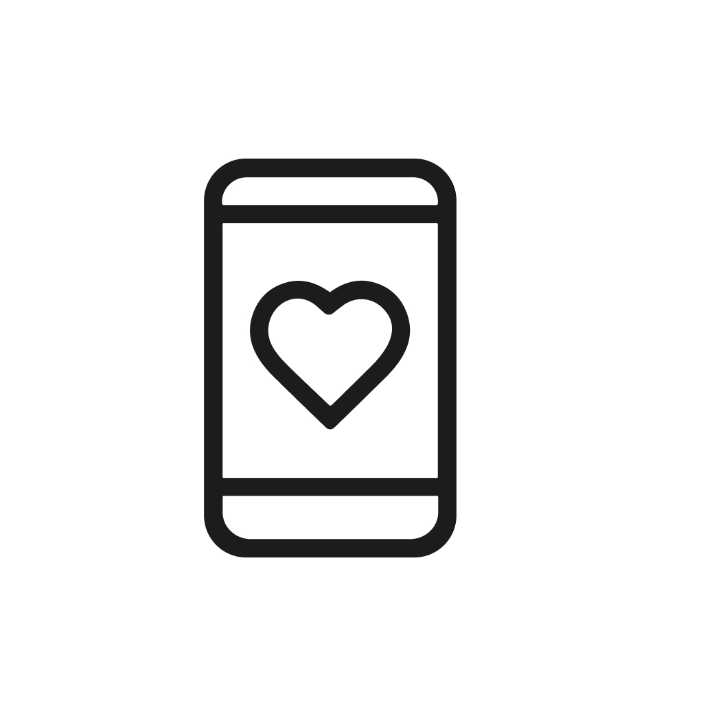 Simple Outline Smartphone with Heart Display UI Design Icon
