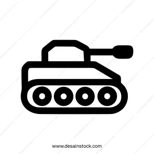 Simple Outline Style War Tank Weapon Armored Vehicle Icon