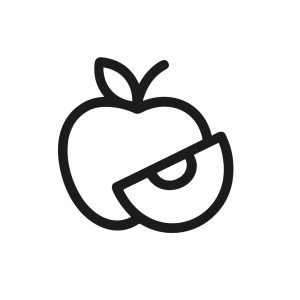 Simple Outline Line Apple Slice Fruit Nutrition Food Icon Design