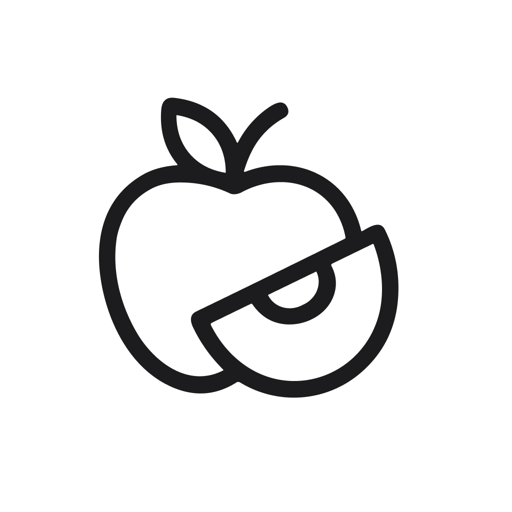 Simple Outline Line Apple Slice Fruit Nutrition Food Icon Design