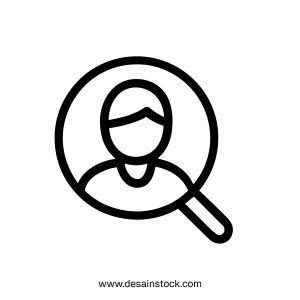 Simple Outline Person Under Magnifying Glass User Search Icon