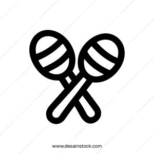 Simple Outline Crossed Maraca Musical Instrument Line Icon Graphic Design