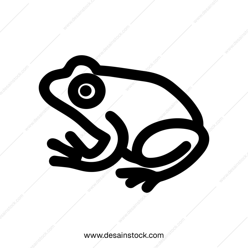 Minimalist Line Art Simple Frog Outline Amphibian Icon Illustration