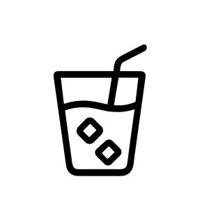 Simple Outline Cold Drink with Ice and Straw Beverage Icon