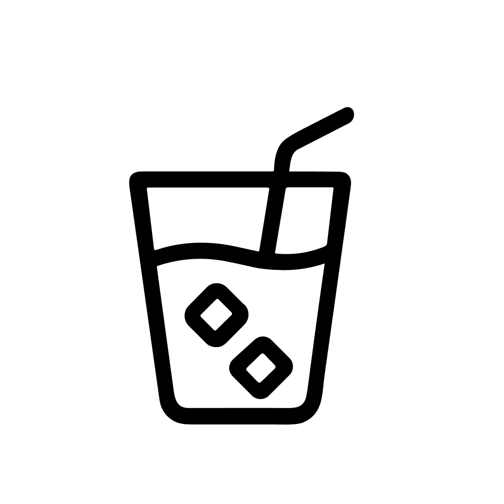 Simple Outline Cold Drink with Ice and Straw Beverage Icon
