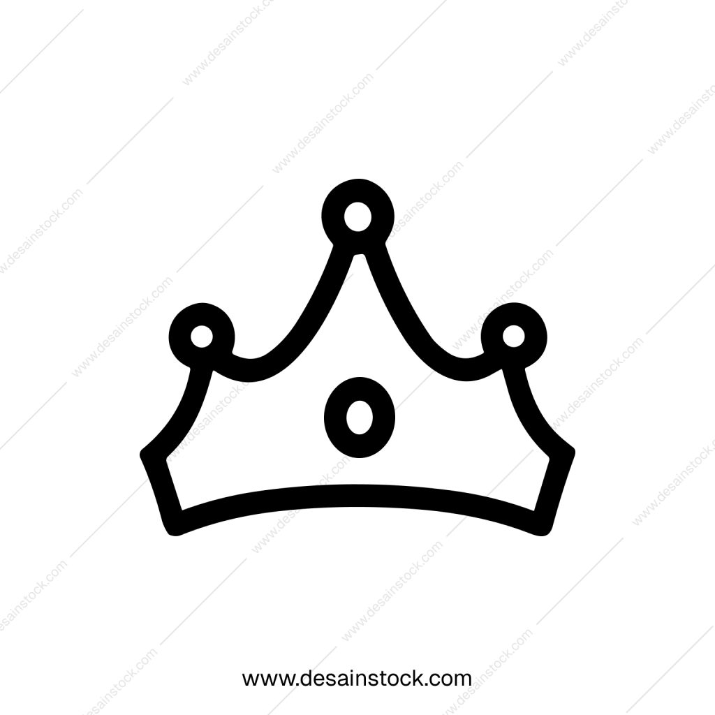 Minimalist Outline Crown Line Art Isolated Royalty Symbol Icon