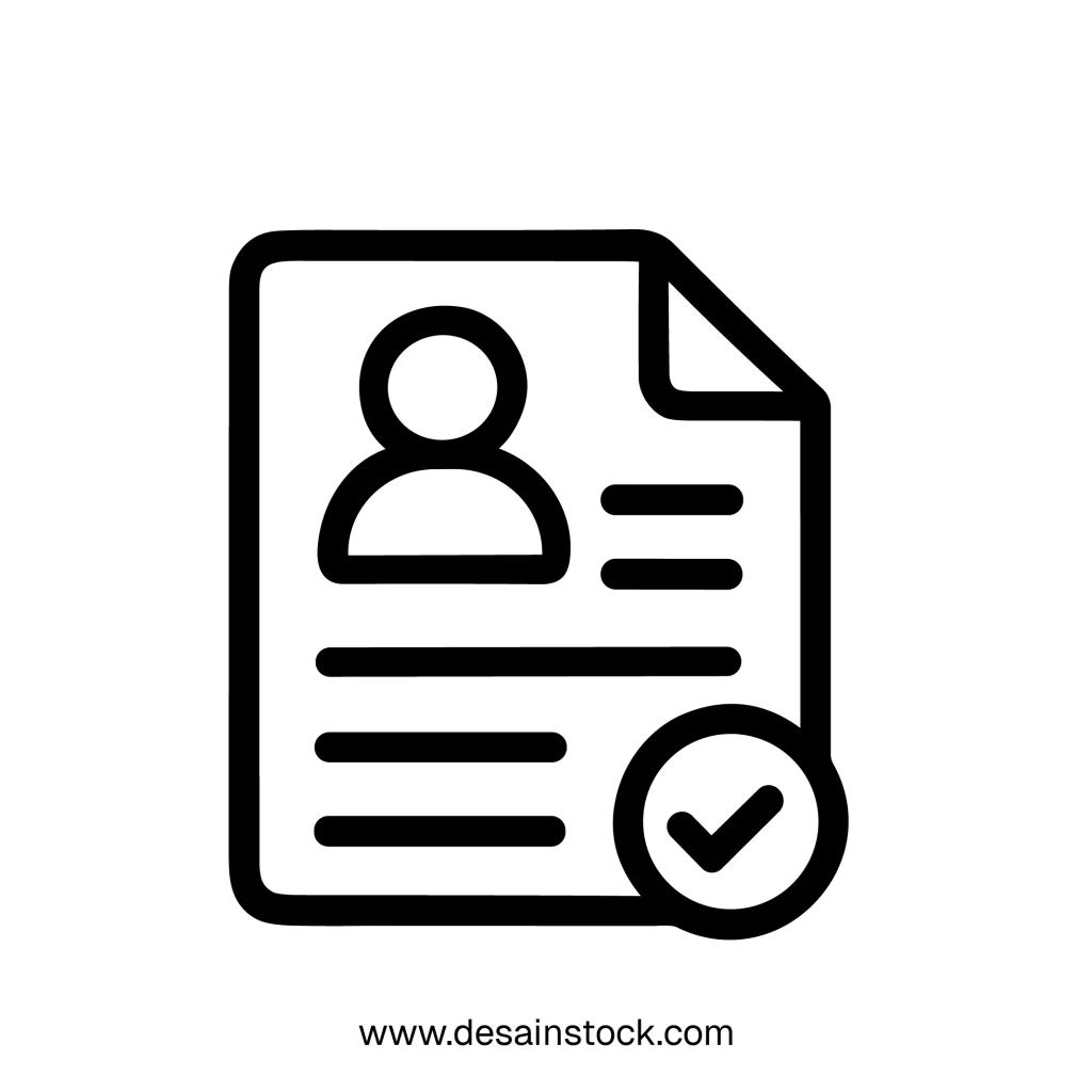 Simple Outline Filled Document Profile Checkmark Approval Icon