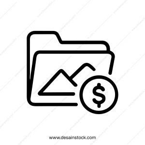 Minimalist Outline Folder Dollar Sign Finance Icon for Digital Asset