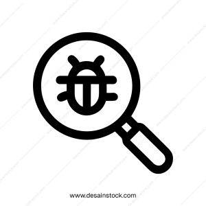 Outline Simple Bug in Magnifying Glass System Error Icon Element