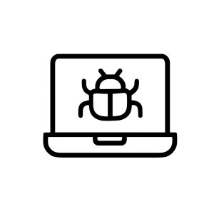 Simple Outline Laptop Computer Bug Malware Virus Threat Icon Symbol