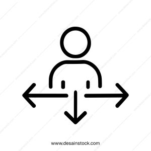 Simple Lineart Decision Making Directional Arrows Icon Concept Illustration