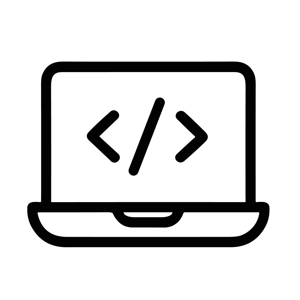 Minimalist Line Art Laptop Coding Symbol Design Interface Icon