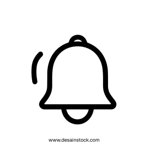 Simple Outline Alert Bell Ringing Notification Application User Interface Icon