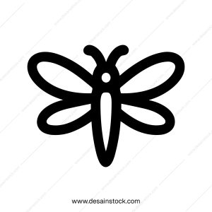 Minimalist Outline Dragonfly Insect with Wings Simple Line Art Icon