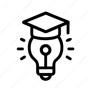 Simple Line Art Lightbulb Graduation Cap Innovation Education Icon