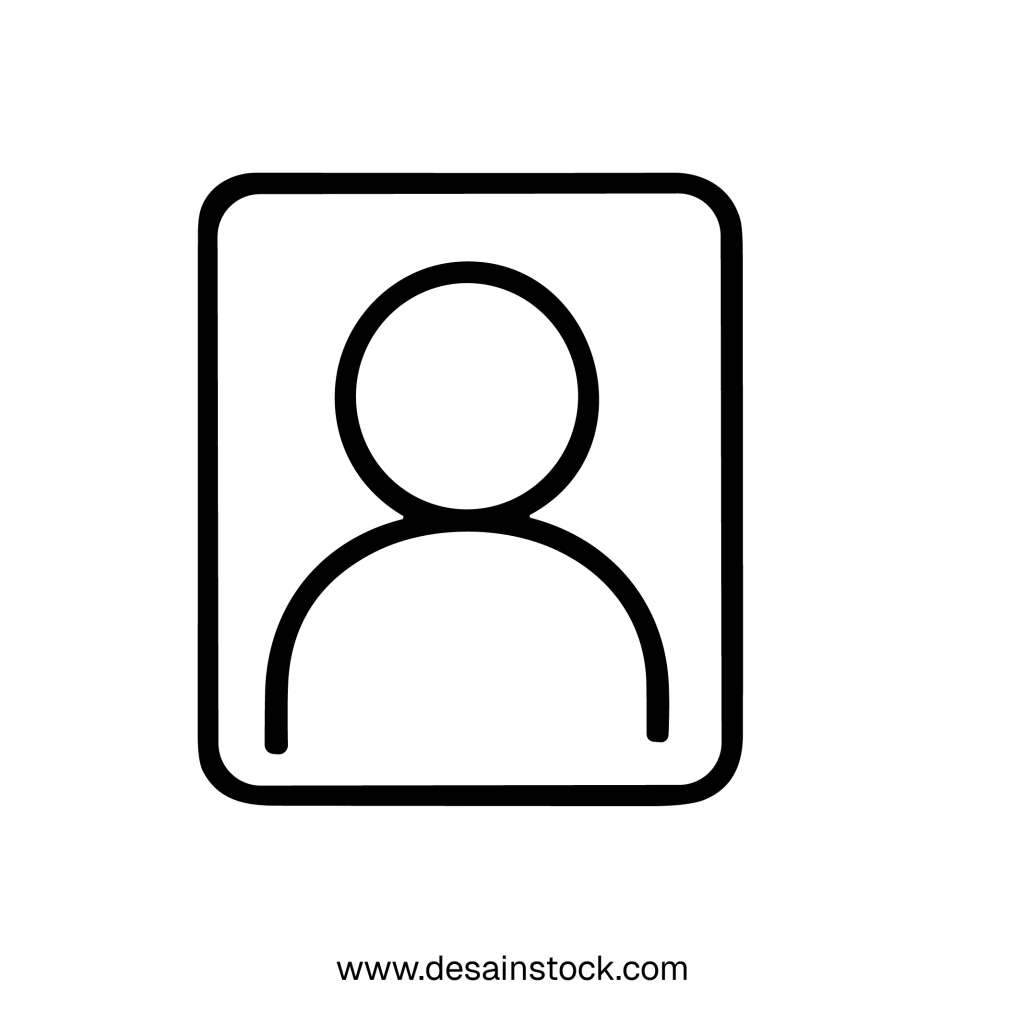 Minimalist Outline User Profile Icon Inside Square Shape Symbol
