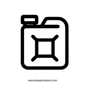 Simple Line Drawing Jerrycan Outline Isolated Fuel Container Icon Illustration