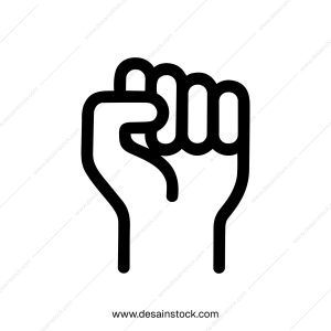 Minimalist Outline Clenched Fist Gesture Symbol and Sign Simple Icon