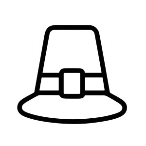 Simple Outline Pilgrim Hat Thanksgiving Element Holiday Seasonal Decoration