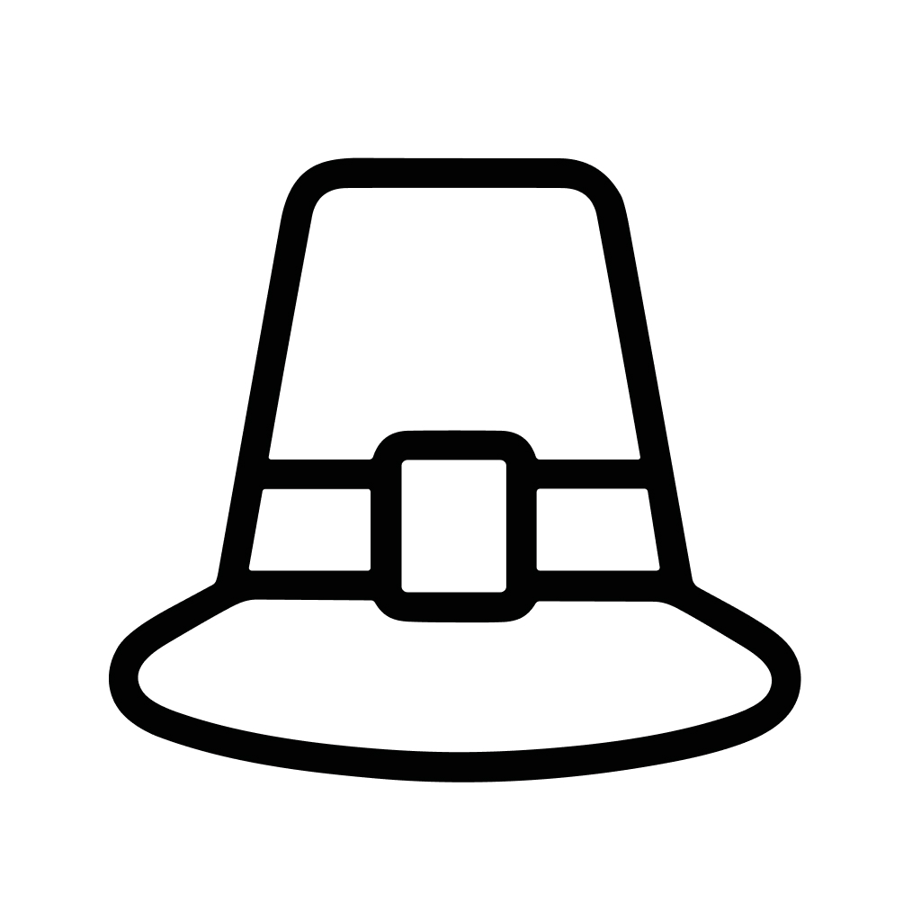 Simple Outline Pilgrim Hat Thanksgiving Element Holiday Seasonal Decoration