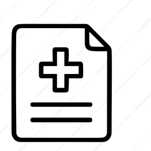 Simple Line Style Medical Report with Plus Sign Icon Graphic
