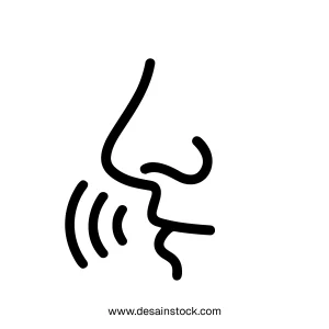 Minimalist Line Art Nose Talking Speaking Expression Icon Illustration