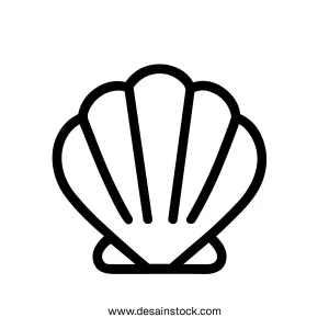 Outline Simple Seashell Marine Life Aquatic Animal Icon Illustration