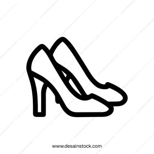 Simple Outline High Heel Shoe Pair Fashion Style Icon