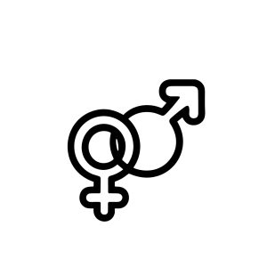 Simple Line Icon Male and Female Gender Symbol Interlocked Illustration