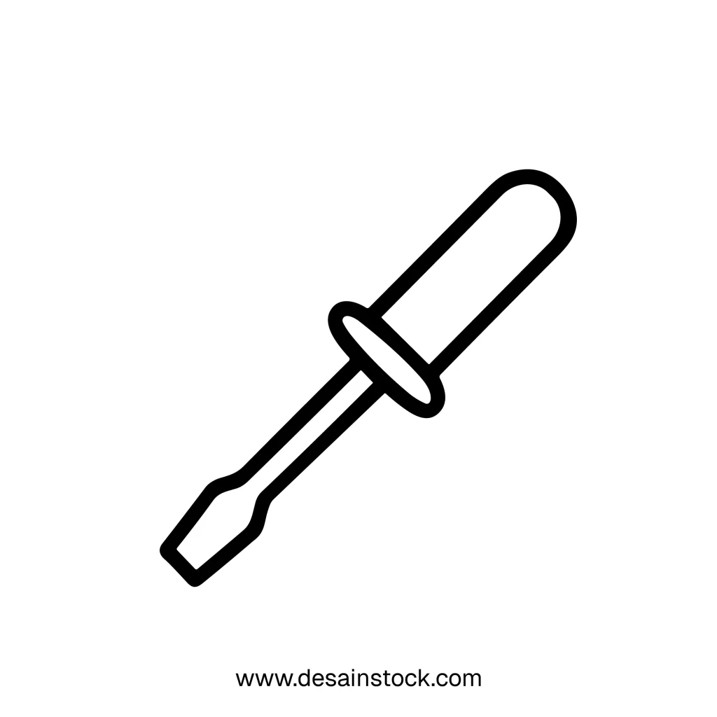 Outline Simple Screwdriver Tool Equipment Repair Flat Icon Design Style