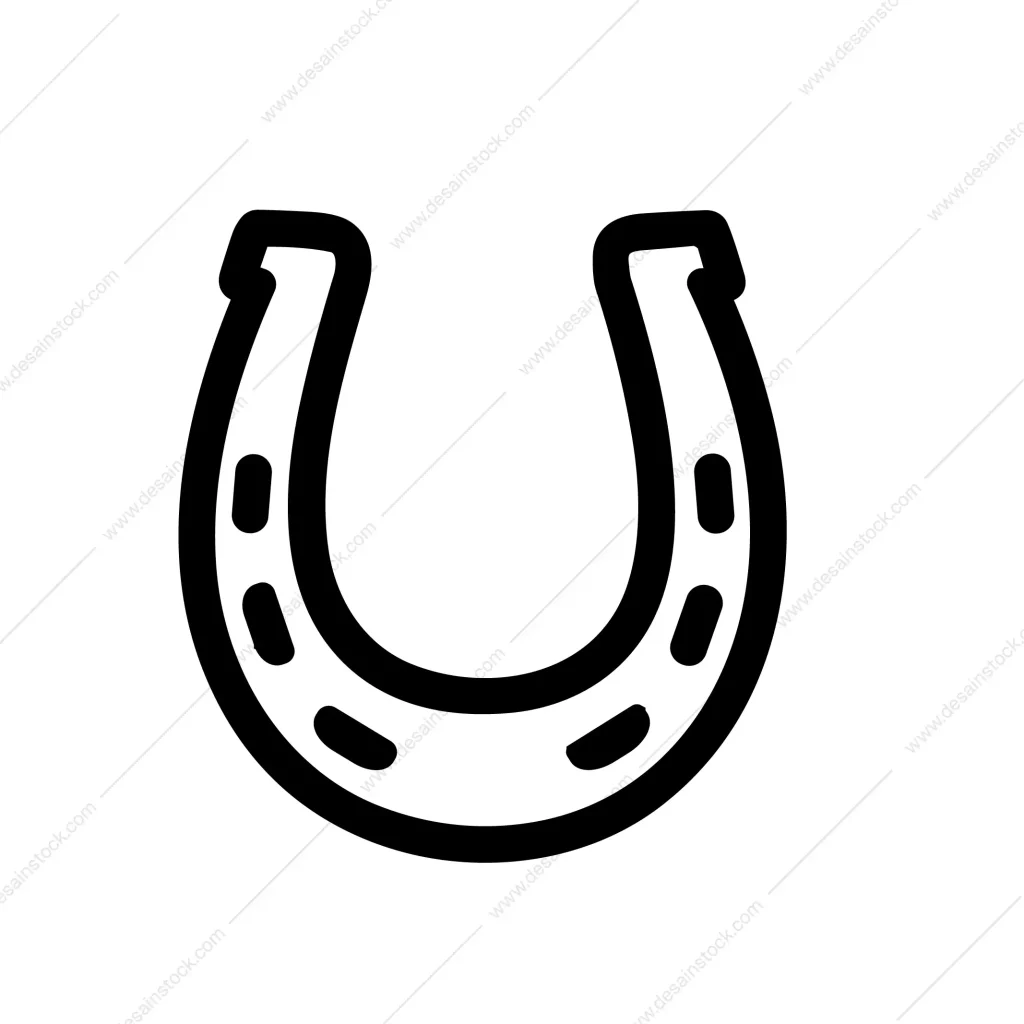 Simple Outline Horseshoe Luck Symbol Line Drawing Shape Icon