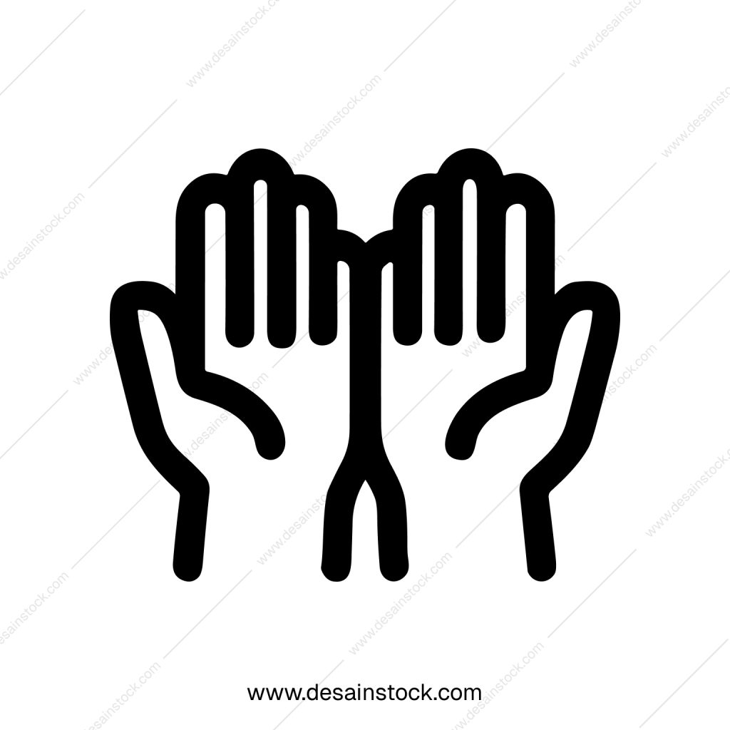 Simple Line Style Open Hand Gesture Icon Shape Symbol Element