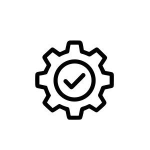 Simple Outline Gear Checkmark Configuration Setting Mechanism Process Icon Design