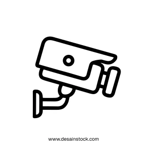 Outline Simple Security Camera CCTV Surveillance System Icon Illustration