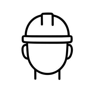 Minimalist Lineart Construction Worker with Hard Hat Icon Illustration