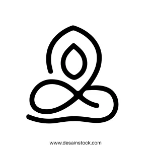 Simple Line Art Meditation Pose Woman Relaxation Yoga Illustration