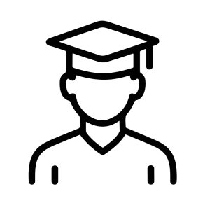 Minimalist Outline Student Portrait with Graduation Cap Education Icon