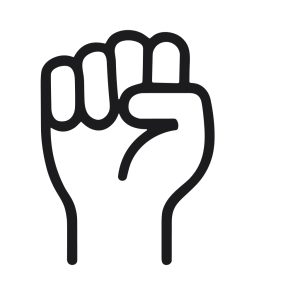 Simple Black Outline Handdrawn Fist Clenched Gesture Symbol Shape Icon