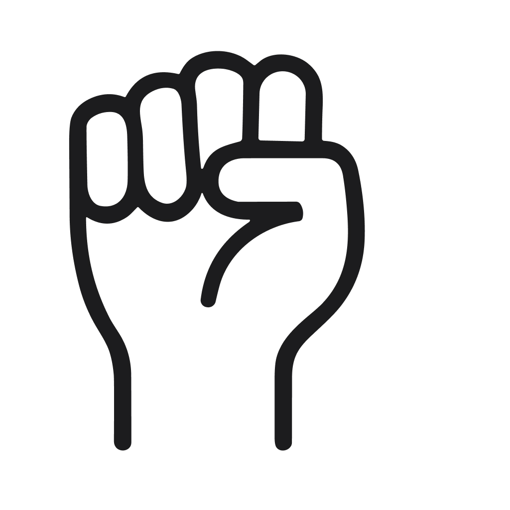 Simple Black Outline Handdrawn Fist Clenched Gesture Symbol Shape Icon