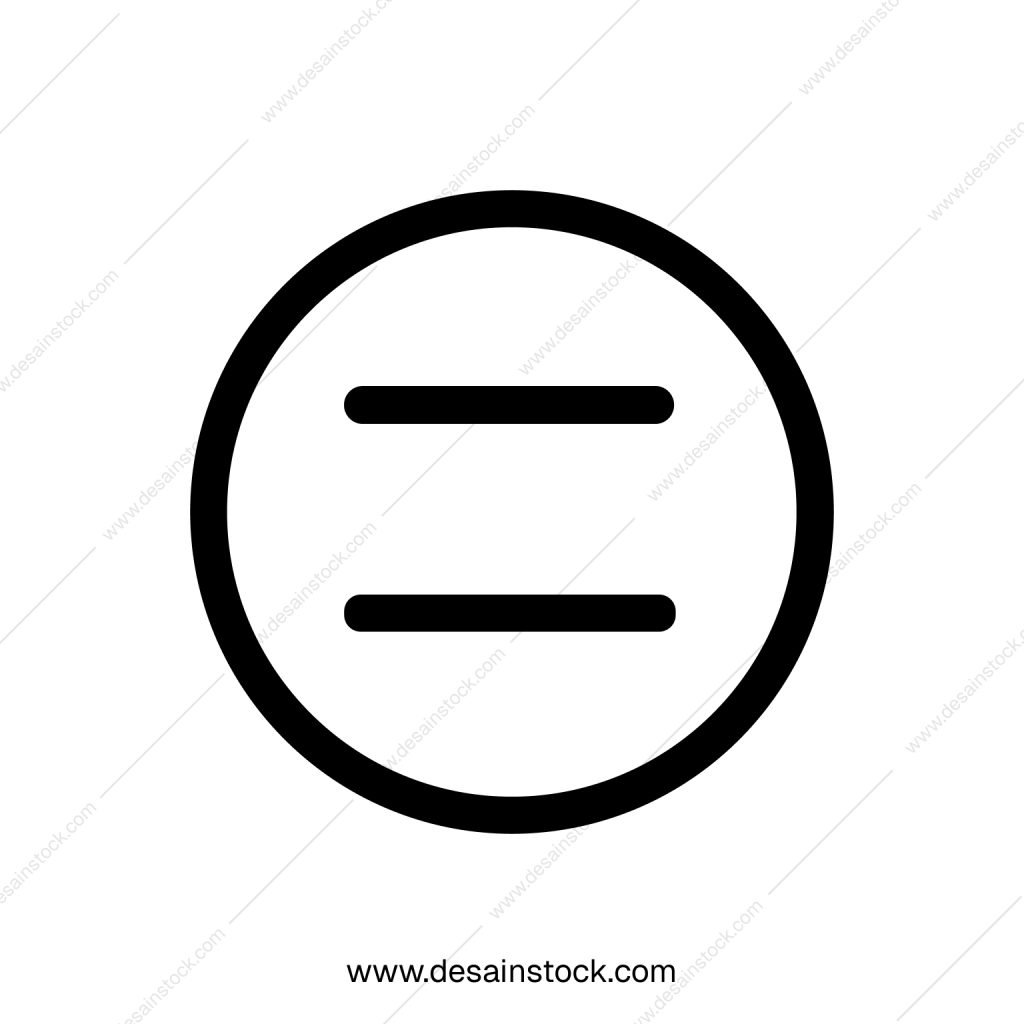 Simple Lineart Equal Sign Inside Circle Mathematics Shape Icon