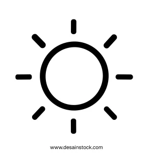 Simple Outline Sunny Sunburst Shape Weather Nature Icon