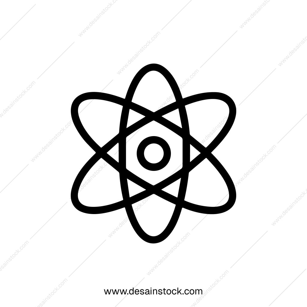 Simple Line Style Atom Structure Science Chemistry Icon Symbol