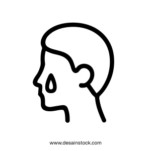 Outline Simple Face Sad Crying Line Art Icon Illustration